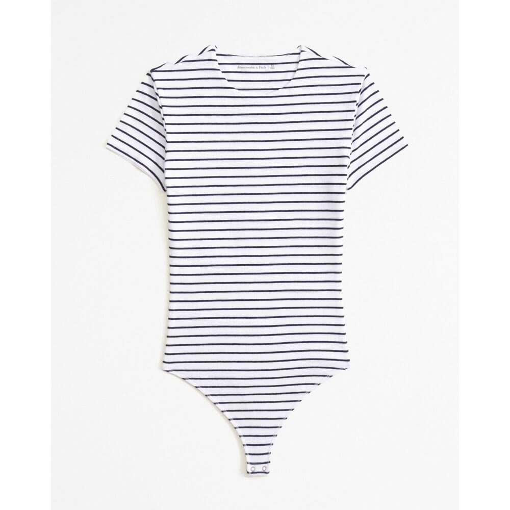 Abercrombie & Fitch Cotton-Blend Seamless Fabric Tee Bodysuit - Xs